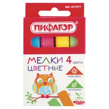 Мел цветной Пифагор набор 4шт квадратный (48/131)