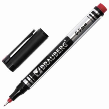 Маркер перманентный 0.5мм красный Brauberg Jet наконечник металл (1/12)