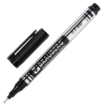 Маркер Brauberg Jet перманентный 0.5мм металл наконечник черный (1/12)
