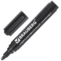 Маркер Brauberg "Classic" перманентный (нестираемый) наконечник круглый 3мм черный (20/10)