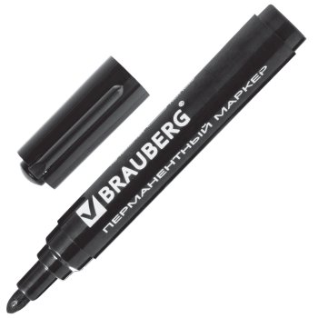 Маркер Brauberg "Classic" перманентный (нестираемый) наконечник круглый 3мм черный (20/10)