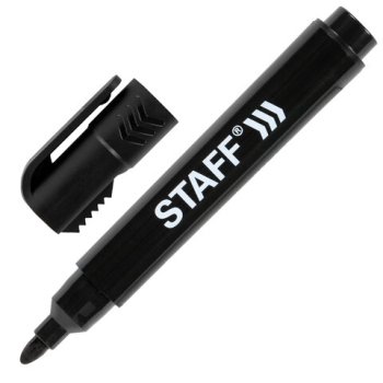 Маркер перманентный 3мм черный Staff Logistic с колпачком для вскрытия коробок (10/960)