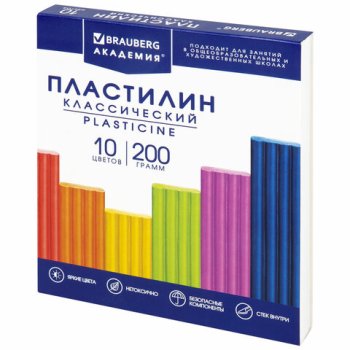 Пластилин классический 10цв 200г стек Brauberg (1/16)