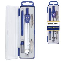 Готовальня Brauberg "Student Oxford" 5 предметов: циркуль 140 мм, 2 вставки, держатель, грифель (1/20)