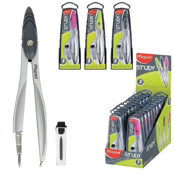 Циркуль Maped (Франция) "Study" 120мм металлический грифель 2мм ассорти пенал (1/20)