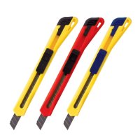 Нож канцелярский лезвие 9мм  BRAUBERG "Classic" фиксатор Ассорти с европодвесом (6/60)