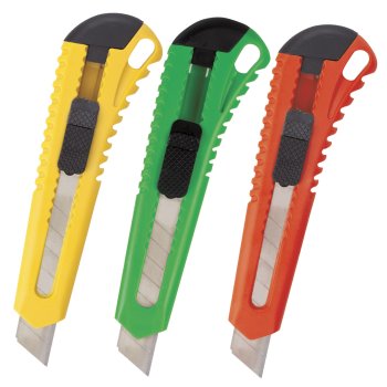 Нож канцелярский лезвие 18мм Brauberg фиксатор Ассорти с европодвесом (20/60)