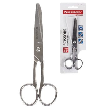 Ножницы 17,5см Brauberg "Professional" цельнометаллические (1/12)