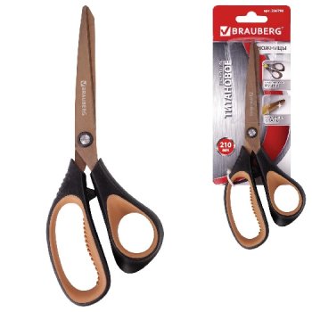 Ножницы 21см Brauberg "Heavy Duty" 2-х сторонняя заточка титановое покрытие суперпрочные (4/12)