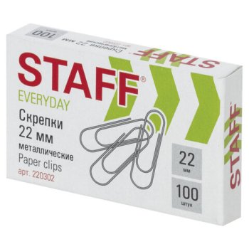 Скрепки канцелярские 22мм Staff 100шт (40/10/140)
