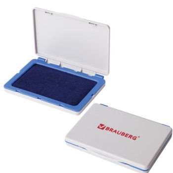 Подушка штемпельная Brauberg 100х80мм рабочая поверхность 90х50мм синяя краска (1/12)