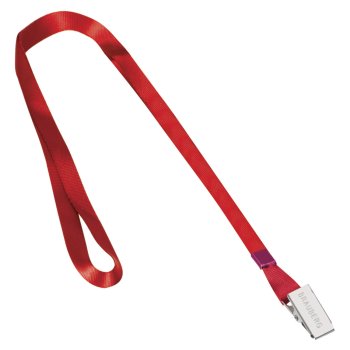 Лента для бейджей BRAUBERG 45 см металлический клип КРАСНАЯ (20)