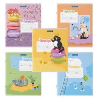 Тетрадь  12л. А5 линия Brauberg Озорные коты обложка мел. картон (1/20)