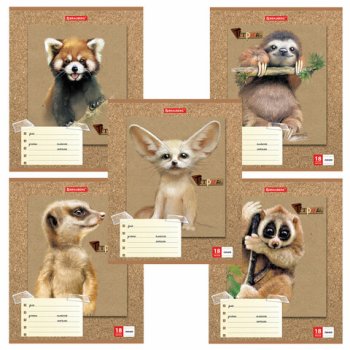 Тетрадь  18л. А5 линия Brauberg Милые Зверушки обложка картон (1/20)