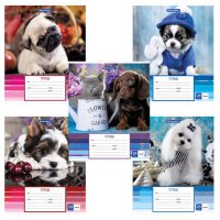 Тетрадь  24л. А5 линия Brauberg Забавные щенки обложка мел. картон (1/20)