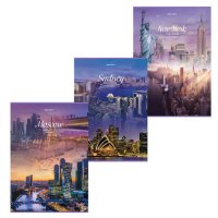 Тетрадь  80л. А4 клетка Brauberg City скоба обложка картон ассорти (1/30)