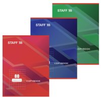 Тетрадь  80л. А4 клетка Staff Basic скоба обложка картон ассорти (1/30)