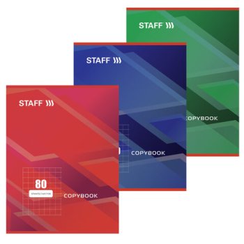 Тетрадь  80л. А4 клетка Staff Basic скоба обложка картон ассорти (1/30)