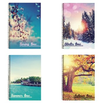 Тетрадь 96л. А4 клетка BRAUBERG  "4 СЕЗОНА" гребень обложка картон АССОРТИ (1/24)