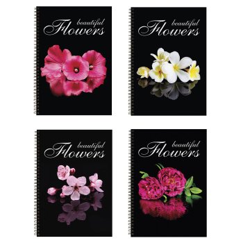 Тетрадь 96л. А4 клетка Brauberg ЭКО "КРАСИВЫЕ ЦВЕТЫ" гребень выборочный лак обложка картон АССОРТИ (1/4)