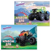 Альбом для  рисования А4 12 листов Юнландия "Монстр-трак" 200х283мм скоба обложка картон Ассорти (5/120)