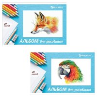 Альбом для рисования А4 20 листов Brauberg "Я рисую мир" 200х283мм скоба обложка картон АССОРТИ (2/25)