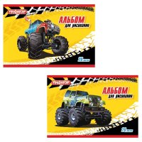 Альбом для рисования А4 20 листов Пифагор "Машинки" 200х285мм скоба обложка офсет АССОРТИ (2/25)