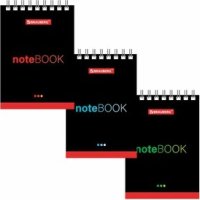 Блокнот А7 40л Brauberg Чёрный стиль 75*105мм гребень, картон, клетка (1/120)