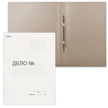 Скоросшиватель картонный Staff Дело 220г/м2 белый до 200л гарантированная плотность (10/200)