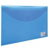 Папка-конверт на кнопке А4 Brauberg 150мкм до 100л пластик прозрачная синий (30/15/90)