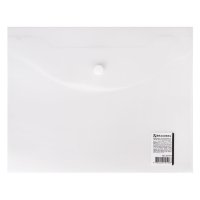 Папка-конверт на кнопке А5 BRAUBERG 180мкм 240*190мм пластик прозрачная (1/10)