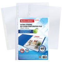 Файл А4+ Brauberg 60мкм ПЛОТНЫЕ гладкие (100шт) (4/20)
