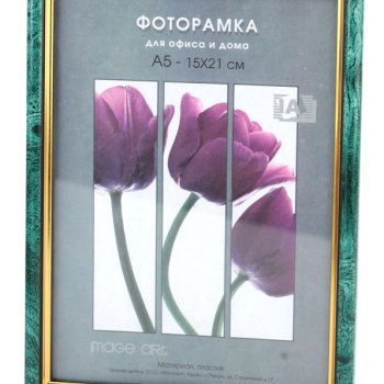 Рамка пластик 10x15 Interior Office 13мм 585 малахит (1/50)