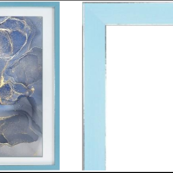 Рамка пластик 21x30 Акварель голубой с ножкой стекло (30)
