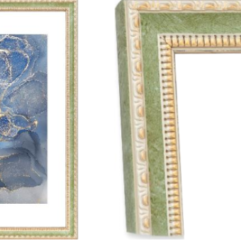 Рамка пластик 21x30 Кружева оливковый с ногой стекло (23)