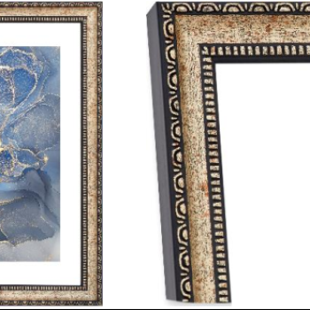 Рамка пластик 21x30 Кружева серебро с ногой стекло (23)