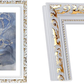 Рамка пластик 21x30 Садко белый с золотом с ногой (19)