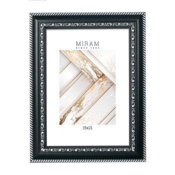 Рамка пластик 15x21 Мирам 644877-6 черный с серебряным орнаментом (12)
