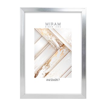 Рамка пластик 21x29,7 Мирам 641822-A4 серебро с ножкой (12)
