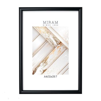 Рамка пластик 21x29,7 Мирам 642077-A4 черный с ножкой (1/12)