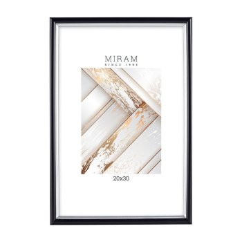 Рамка пластик 30x40 Мирам 636477-15 черный с серебр кантом (12)