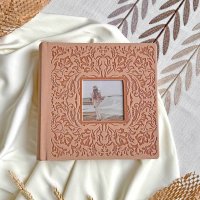 Фотоальбом 200 фото 10*15 Полином Делюкс книжный переплет с окном Suede beige бежевый под замшу (12)