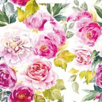 Пакет ПВД с вырубной ручкой 31х40 30мкм Акварельные пионы (50)