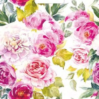 Пакет ПВД с вырубной ручкой 31х40 30мкм Акварельные пионы (50)