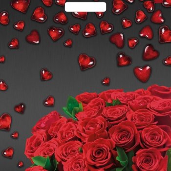 Пакет ПВД с вырубной ручкой 38х45 60мкм Мармеладные сердечки (50)