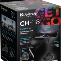 Держатель Defender 118, на панель/стекло, магнит, черный