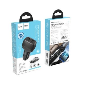 Зарядное устройство авто USBx2-TypeC Hoco Z36 2.4A 12Вт чёрный (1/14/140)