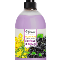Мыло жидкое 1л RoMaX дозатор Ежевика и мимоза (4/8)