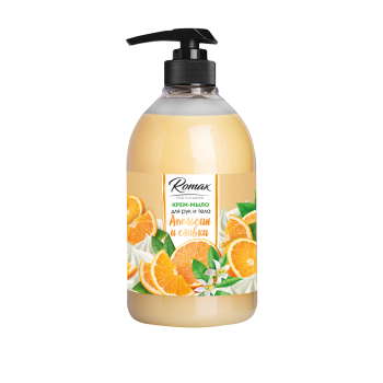 Мыло крем 1л RoMaX Апельсин и сливки дозатор (8)