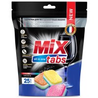 Ср-во д/ПММ Таблетки 25шт MIX TABS ALL IN ONE Дой-пак Золушка (6)
